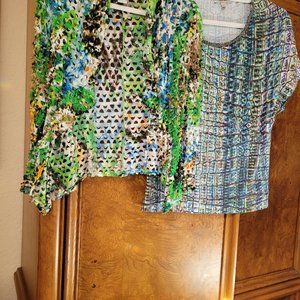 Alberto Makali top and cardigan set, white/green/blue/black size Small